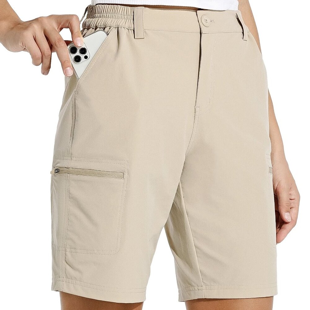 Willit Women's 10" Hiking Cargo Shorts Stretch Golf - Beige - Small